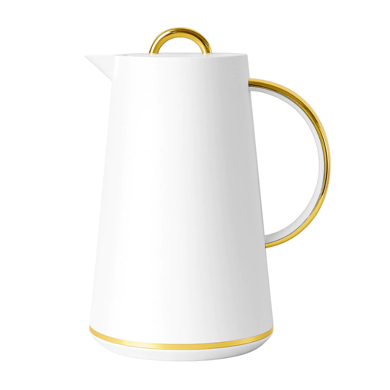 Garrafa Térmica de Café Dinamarquesa - Branca e Dourada 1L