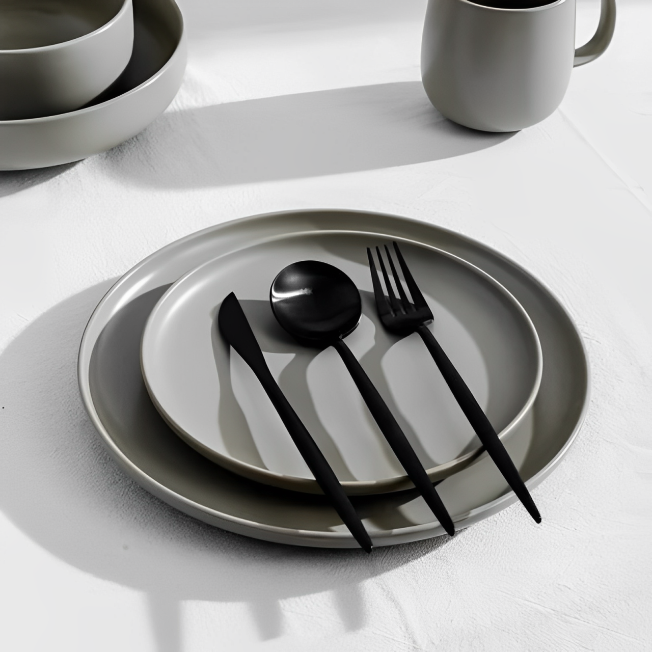 Jogo de Talheres Inox Minimalista Milão Preto