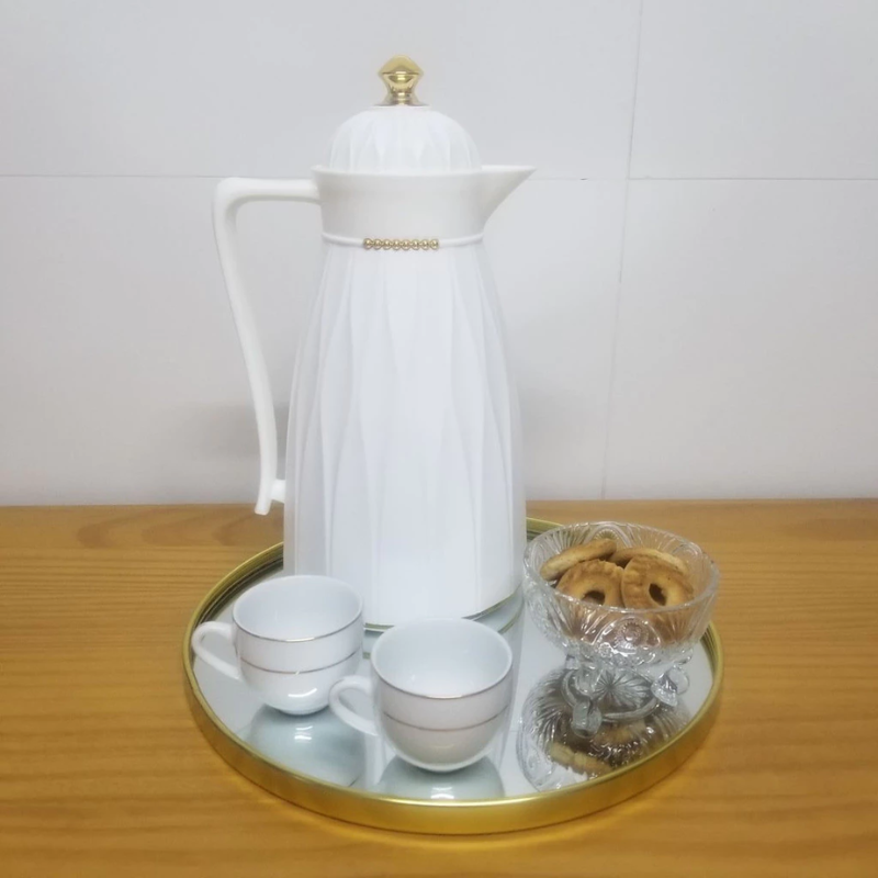 Garrafa Térmica de Café Paris - Branca e Dourada 1L