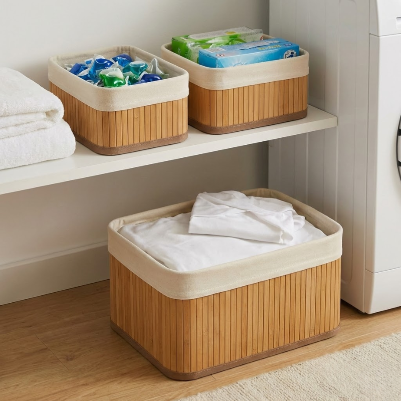 Kit 3 Cestos Organizadores de Bambu Roma