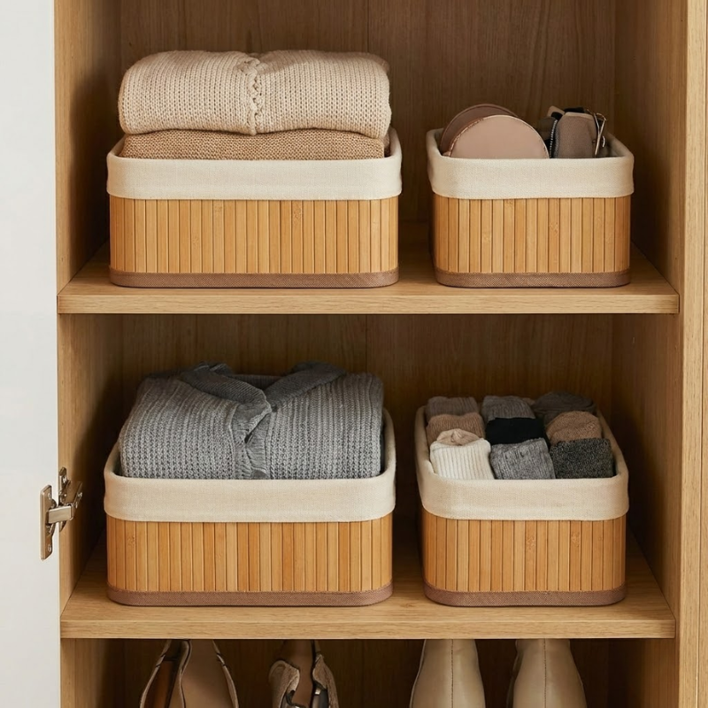 Kit 3 Cestos Organizadores de Bambu Roma