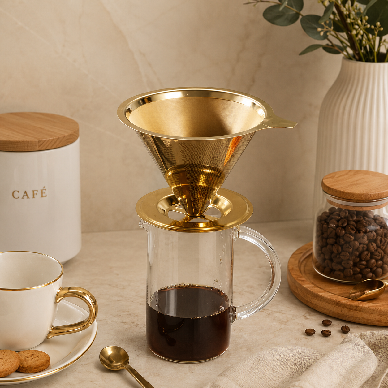 Filtro de Café Inox Dourado - Tamanho 103