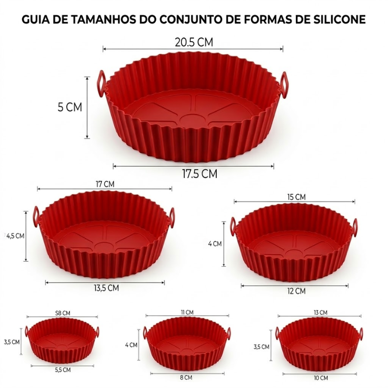 Kit 6 Formas de Silicone Premium para Air Fryer