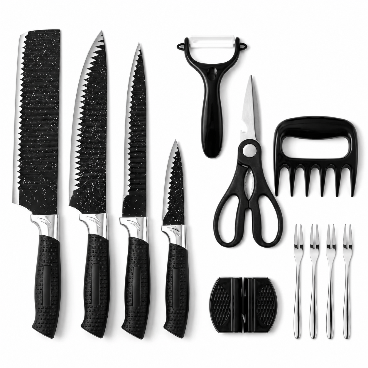 Conjunto de Facas e Utensílios Inox Texturizado 12 Peças