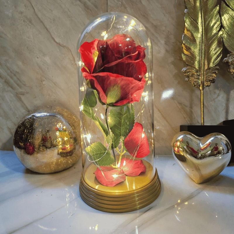 Luminária de Led Rosa com Acendimento ao Toque Dourado