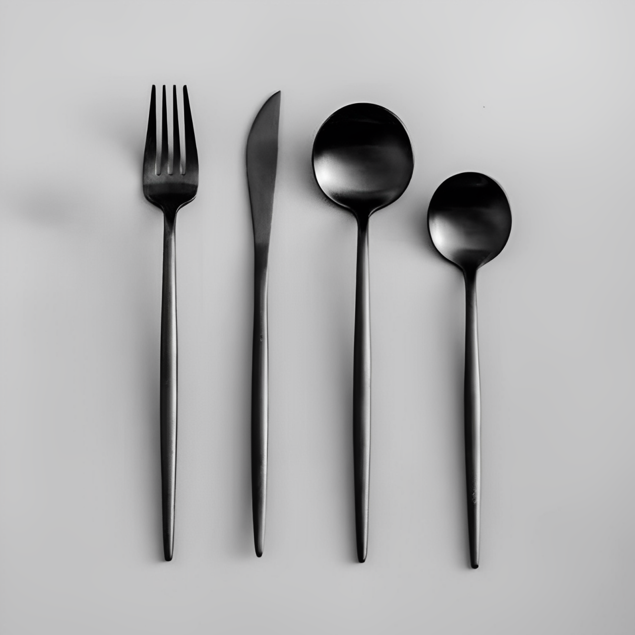 Jogo de Talheres Inox Minimalista Milão Preto