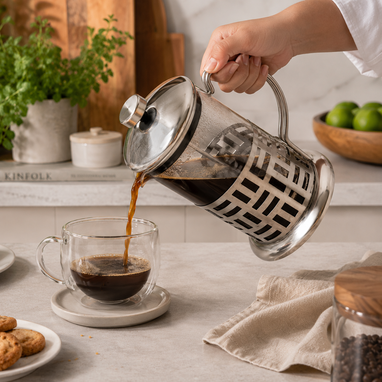 Cafeteira Prensa Francesa Versailles em Vidro e Inox