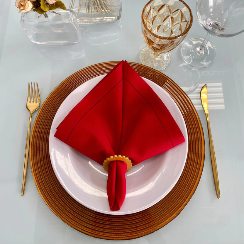 Guardanapo Notredame Ponto Ajour Vermelho