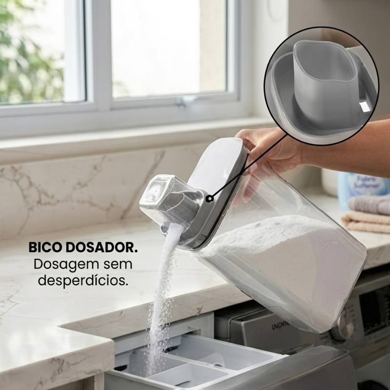 Dispenser Organizador de Lavanderia 2,3L Cinza