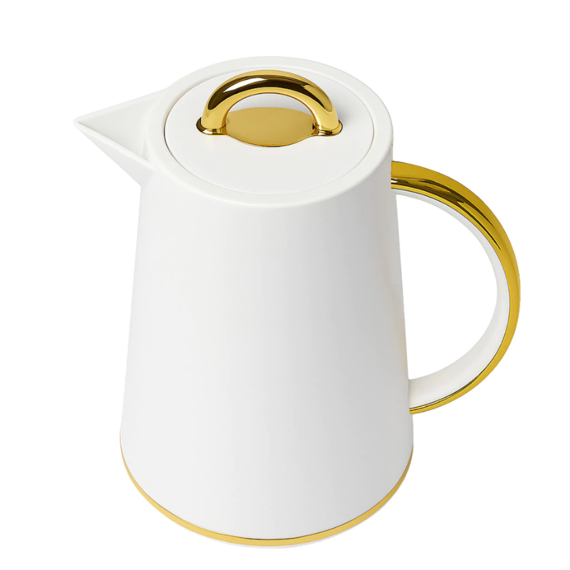 Garrafa Térmica de Café Dinamarquesa - Branca e Dourada 1L