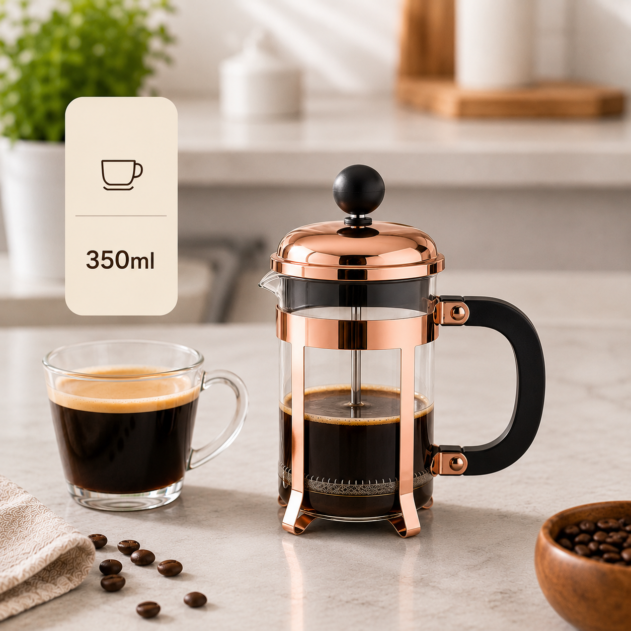 Cafeteira Prensa Francesa Paris em Vidro e Inox