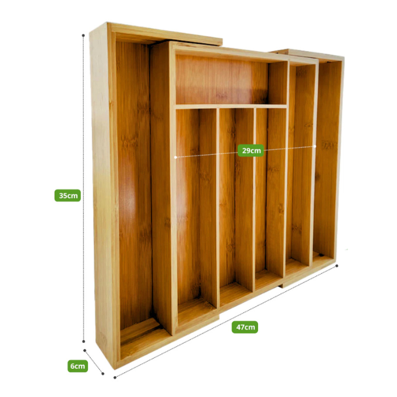 Organizador de Talheres de Bambu Ajustavel