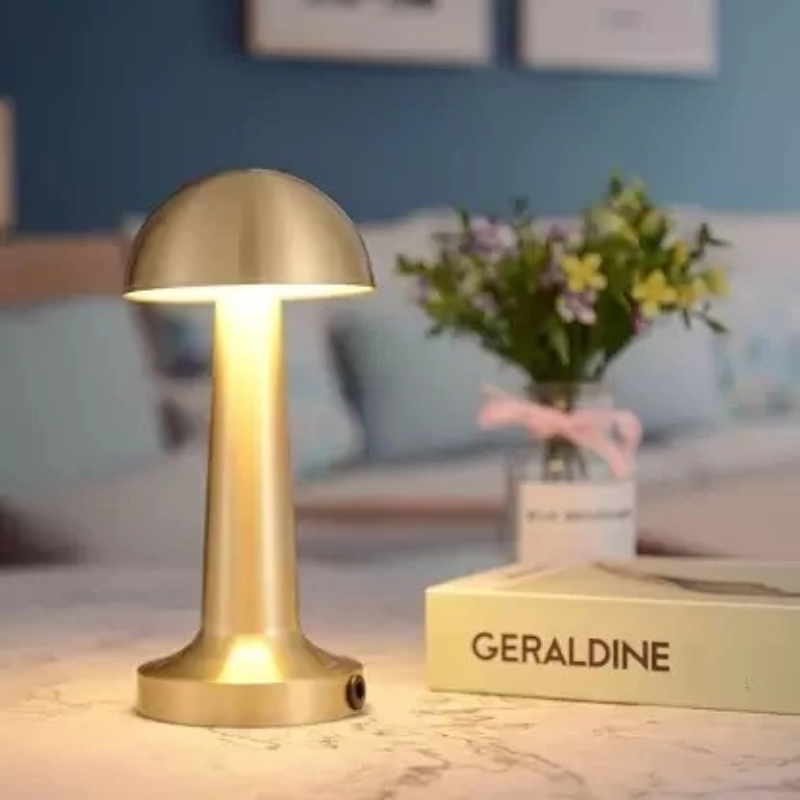 Luminária de Led Cogumelo com Acendimento ao Toque Dourado