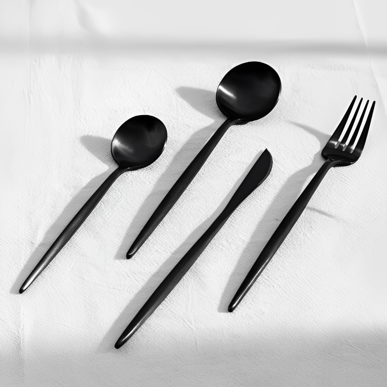 Jogo de Talheres Inox Minimalista Milão Preto