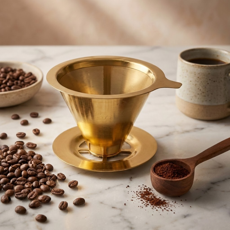 Filtro de Café Inox Dourado - Tamanho 103