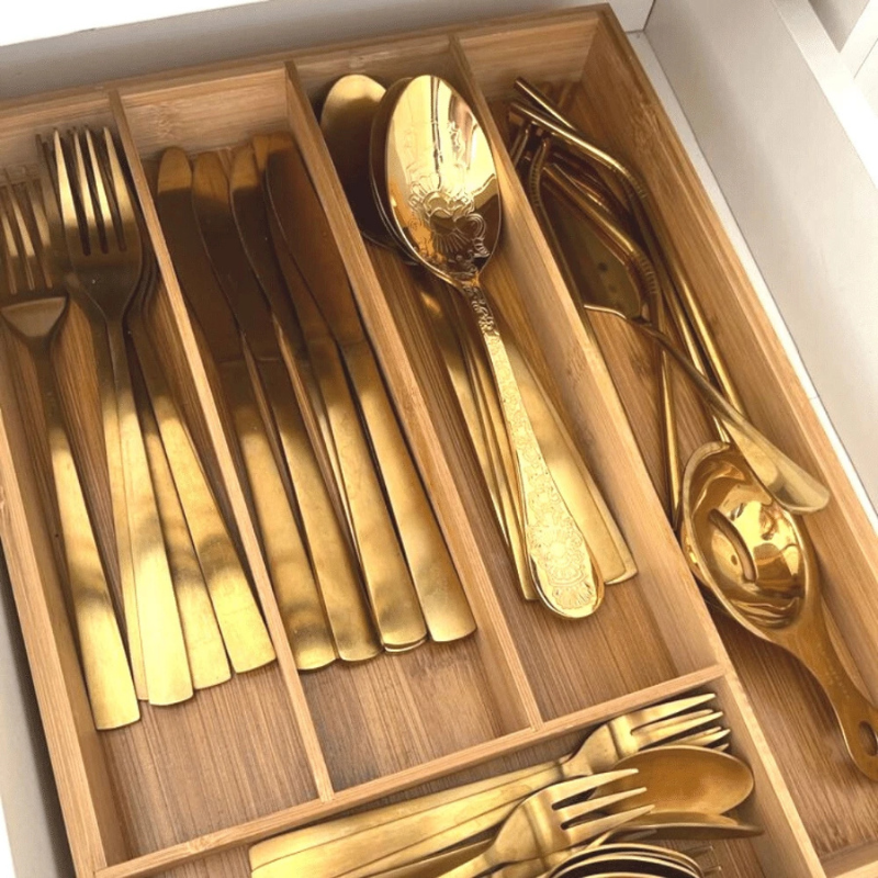 Organizador de Talheres de Bambu 5 Divisórias