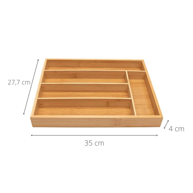 Organizador de Talheres de Bambu 5 Divisórias