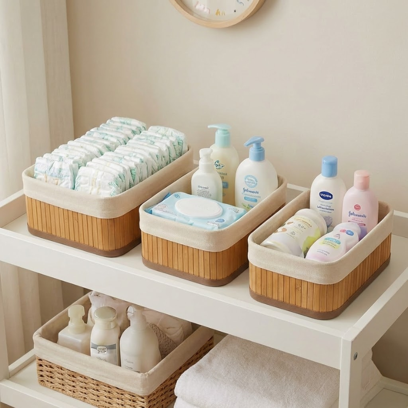 Kit 3 Cestos Organizadores de Bambu Roma