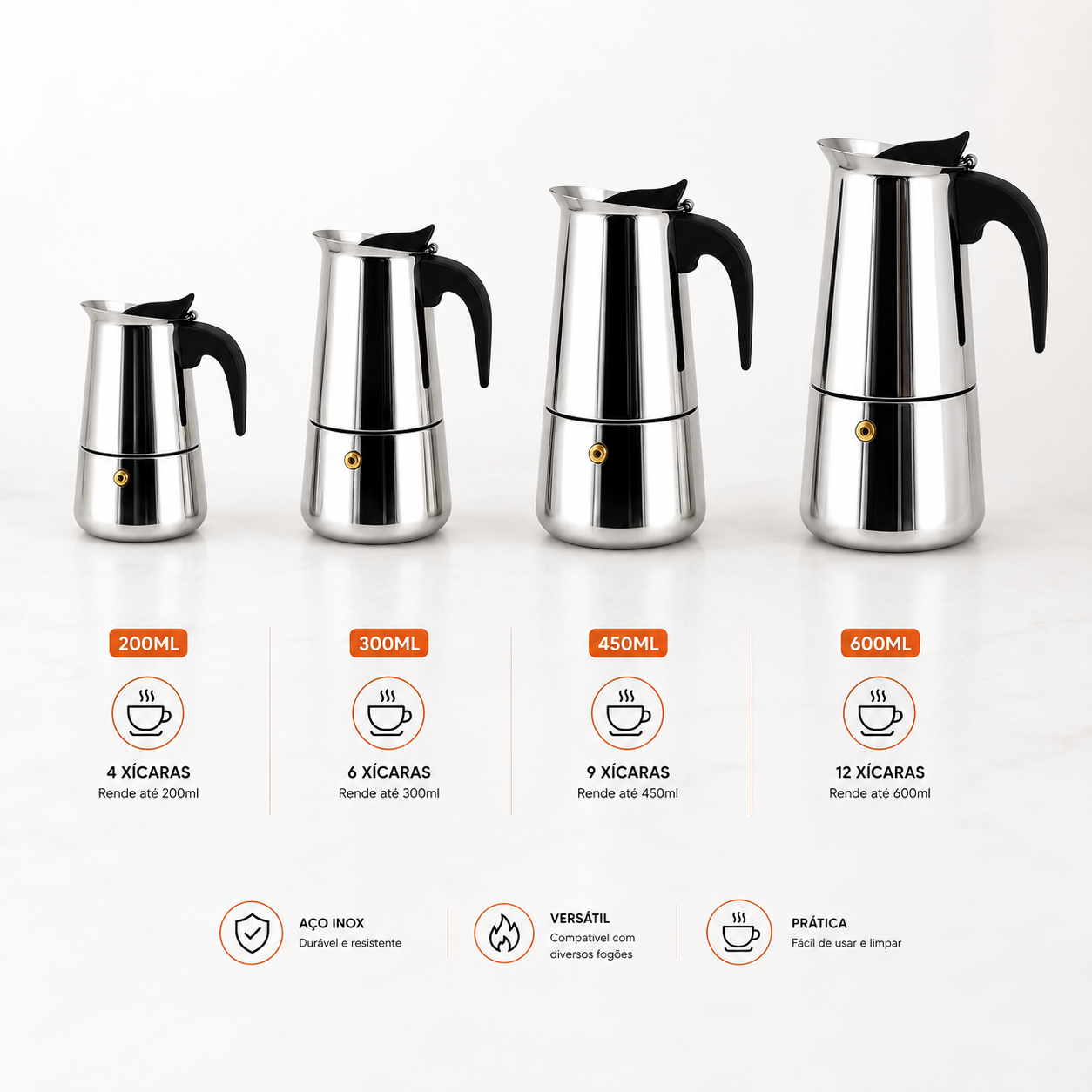 Cafeteira Italiana Moka em Inox