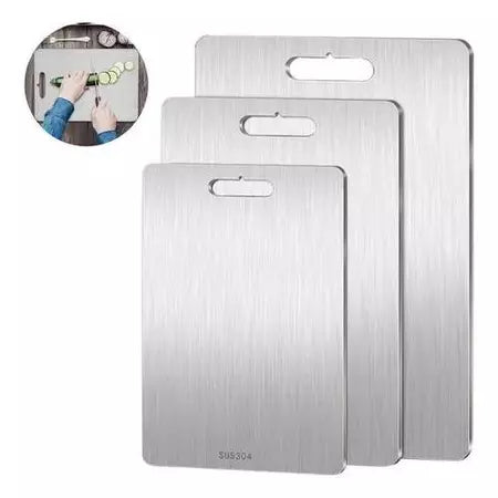 Kit 3 Tábuas de Corte de Inox [Oferta Dia dos Namorados]