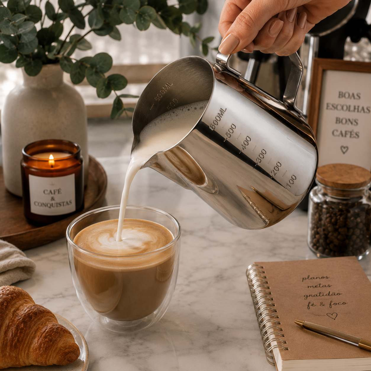 Jarra Barista Milano em Inox com Medidor
