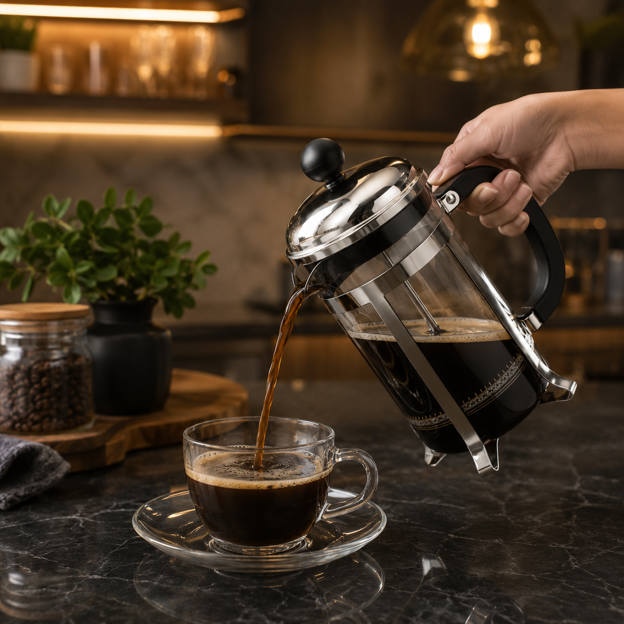 Cafeteira Prensa Francesa Paris em Vidro e Inox