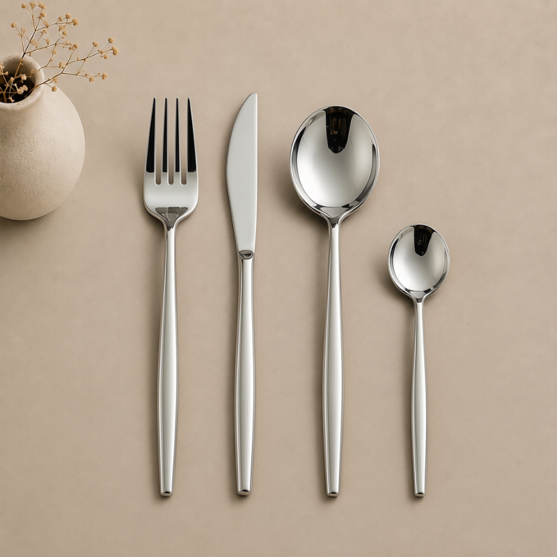 Jogo de Talheres Inox Minimalista Milão Prata