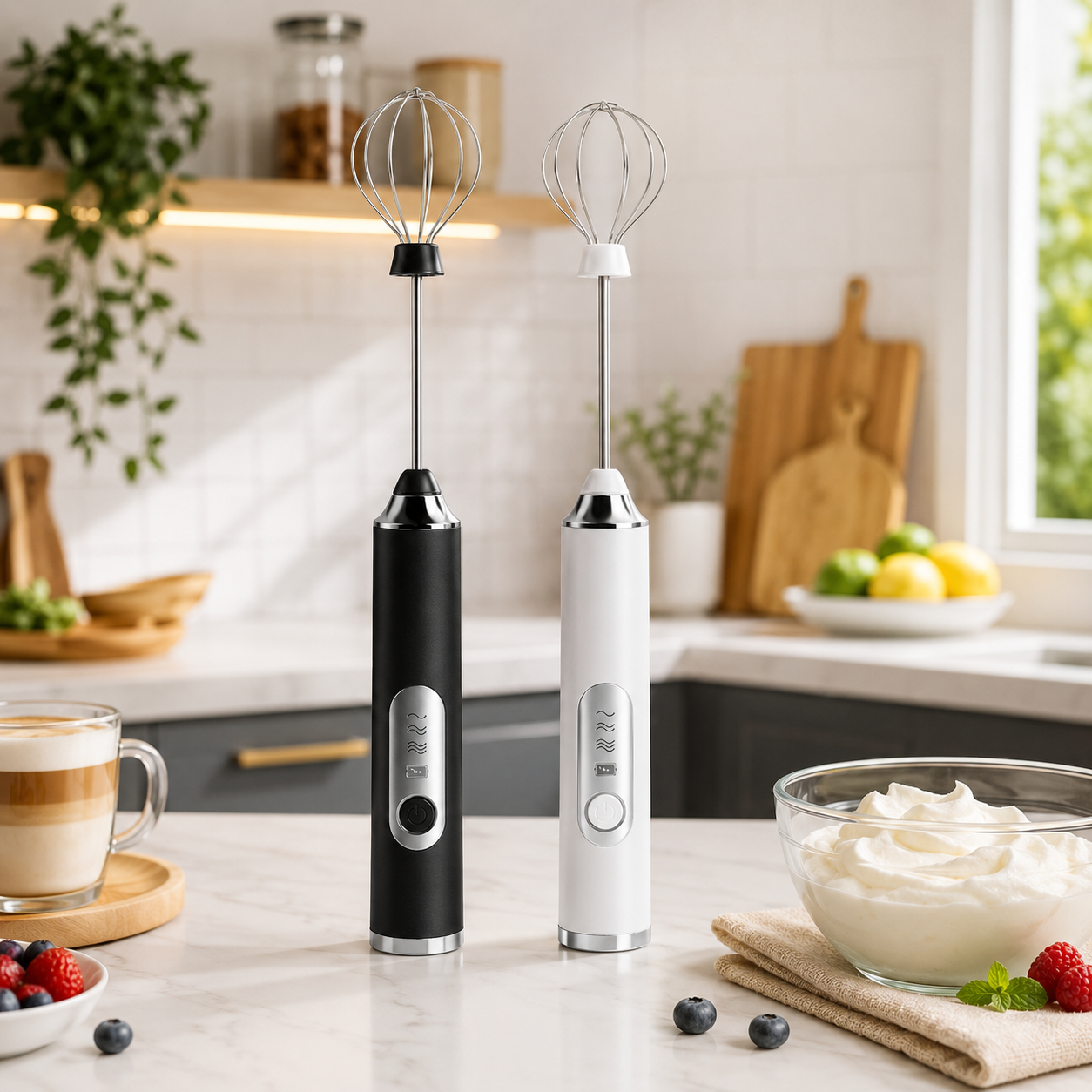 Mixer Elétrico Recarregável para Bebidas 2 em 1
