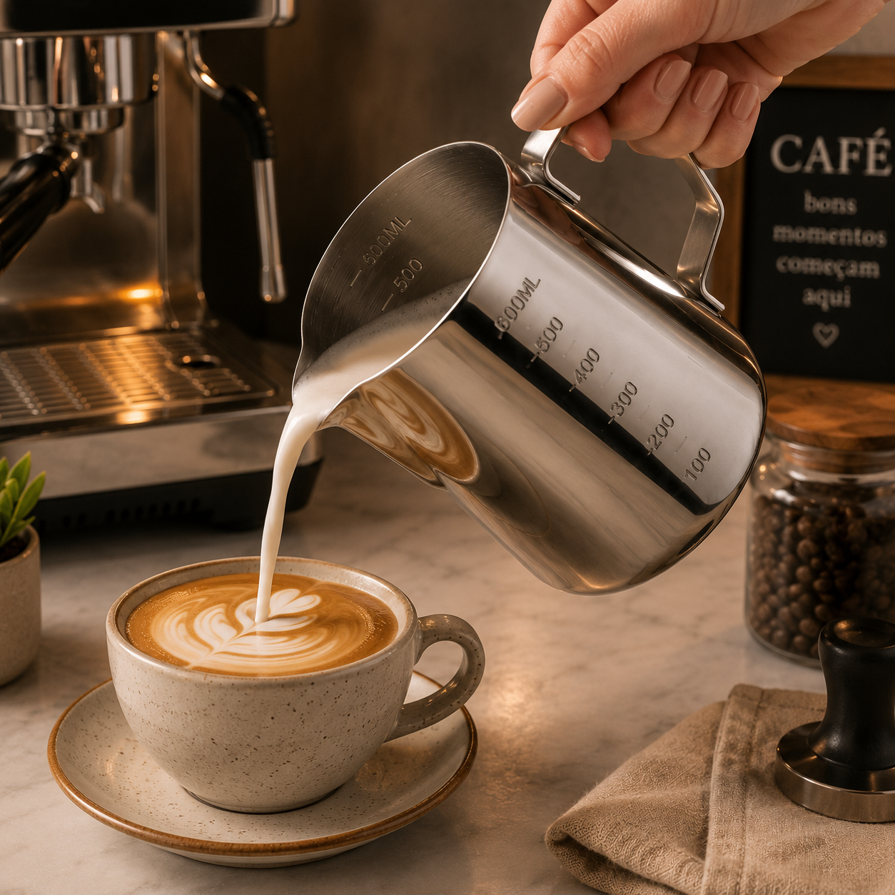 Jarra Barista Milano em Inox com Medidor