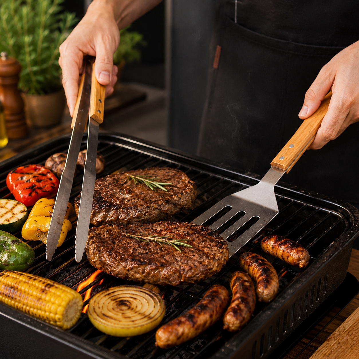 Maleta Churrasco 4 Peças com Facas e Utensílios