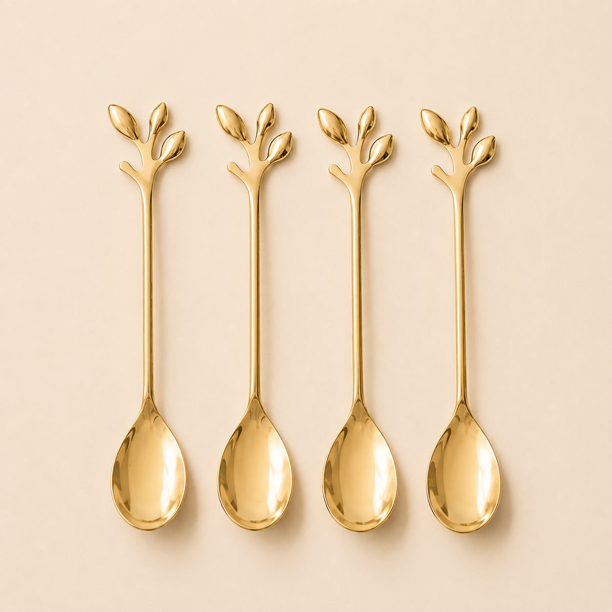Conjunto de Colheres de Chá Oliva Dourado