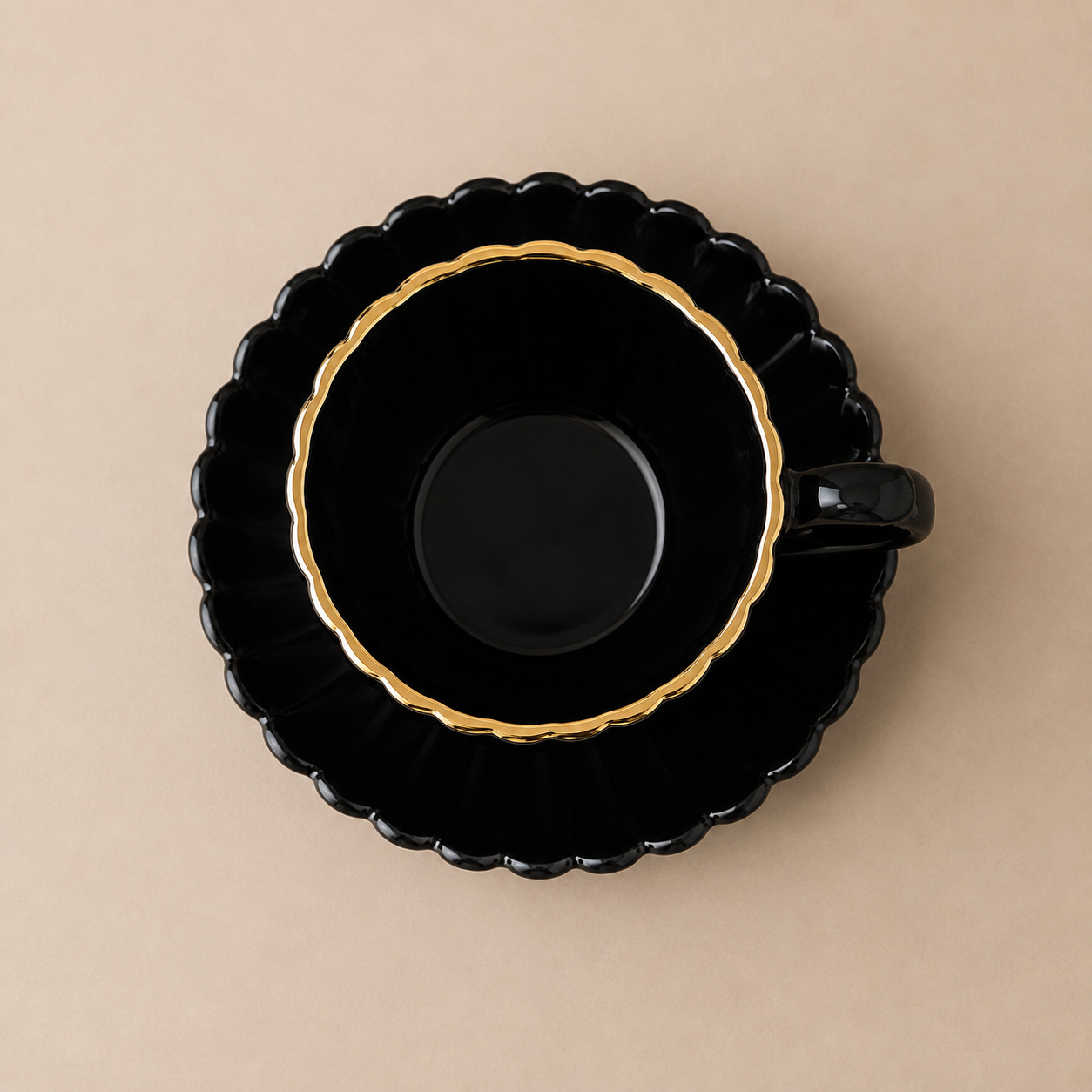 Xícaras de Café Ônix com Borda Dourada 100ml