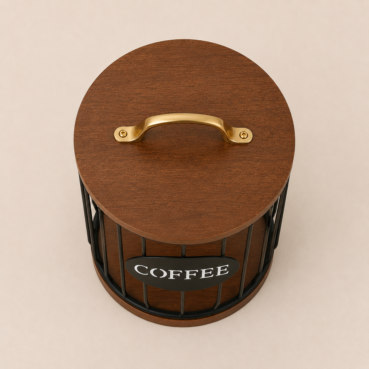 Porta-Cápsulas Moka com Tampa de Madeira