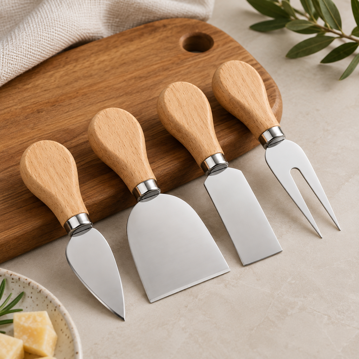 Kit para Queijos Vittoria – 4 Peças prata