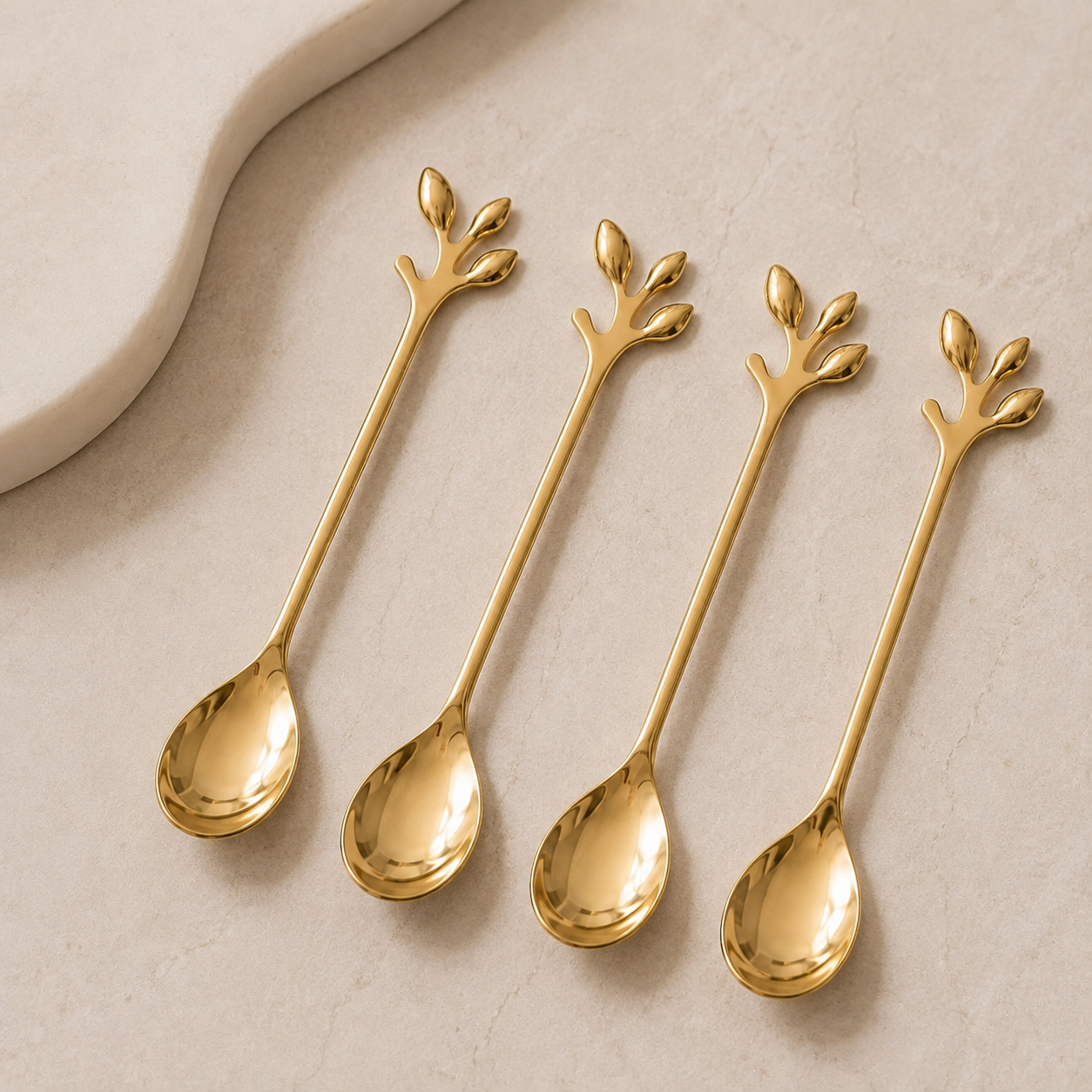 Conjunto de Colheres de Chá Oliva Dourado