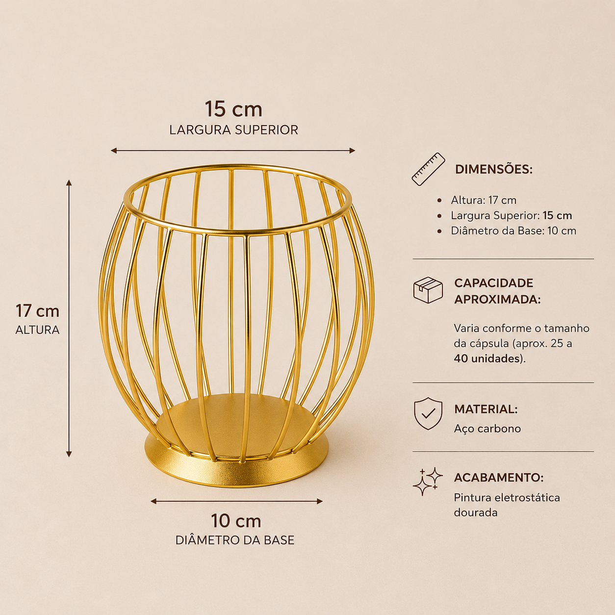 Porta-Cápsulas Nero Dourado