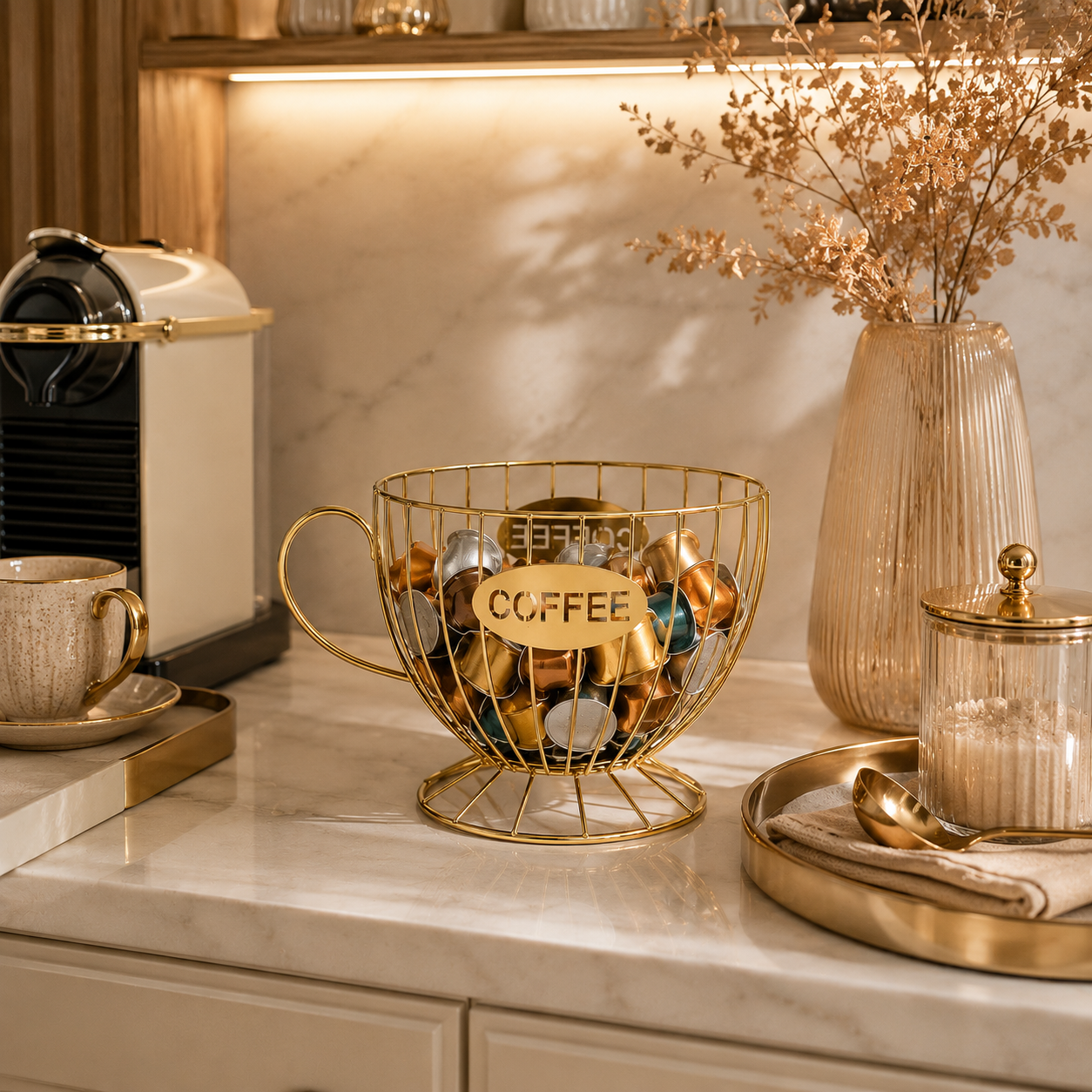 Porta-Cápsulas Dolce em Metal Dourado