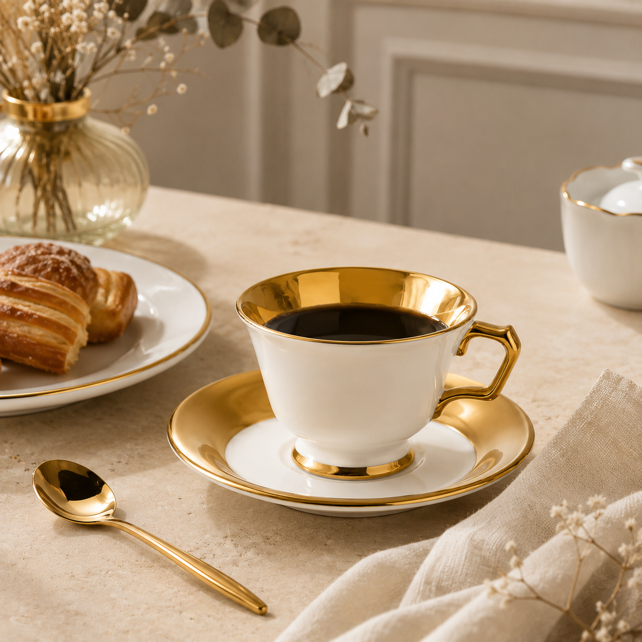 Xícaras de Café Ravena com Interior Dourado 90ml