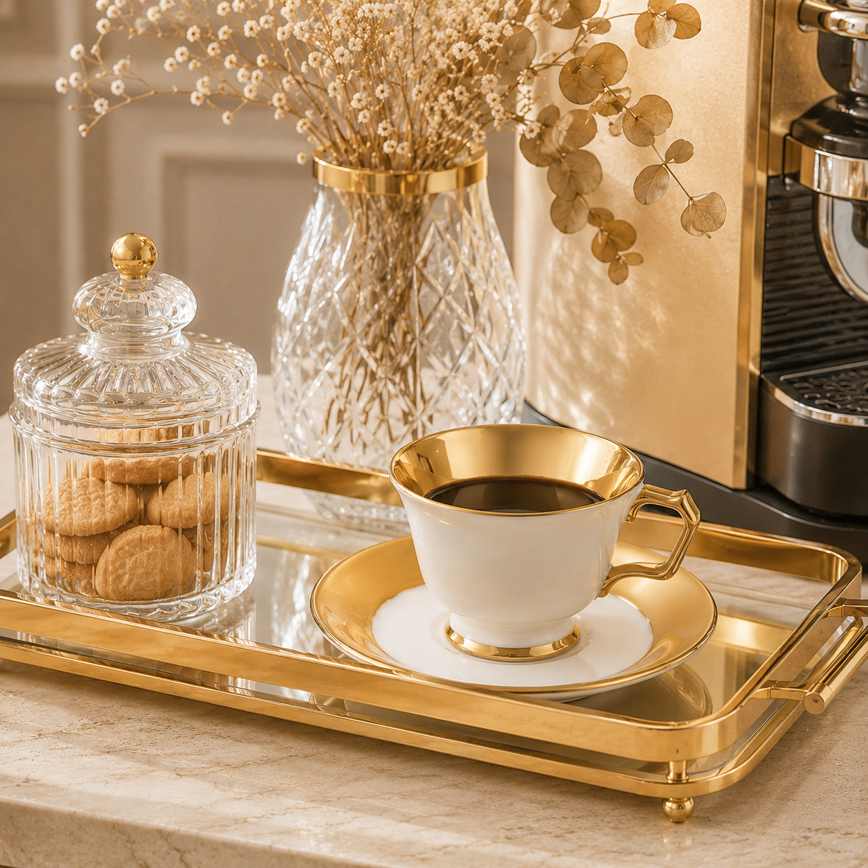 Xícaras de Café Ravena com Interior Dourado 90ml