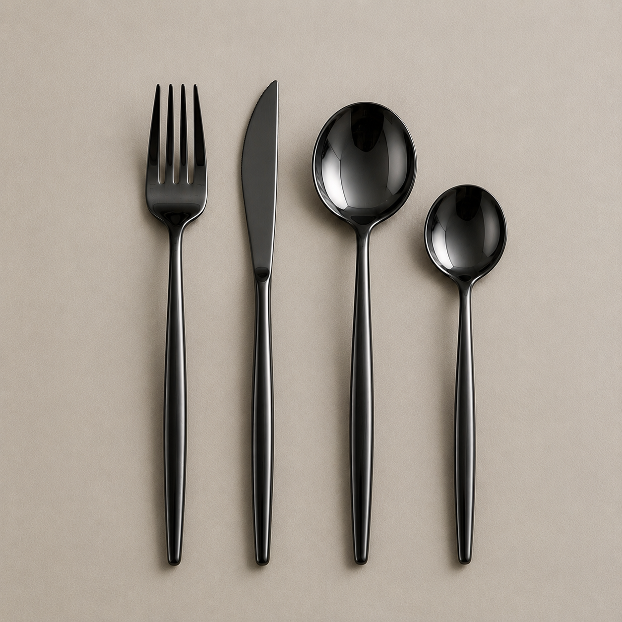 Jogo de Talheres Inox Minimalista Milão Preto
