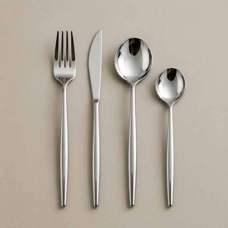Jogo de Talheres Inox Minimalista Milão Prata