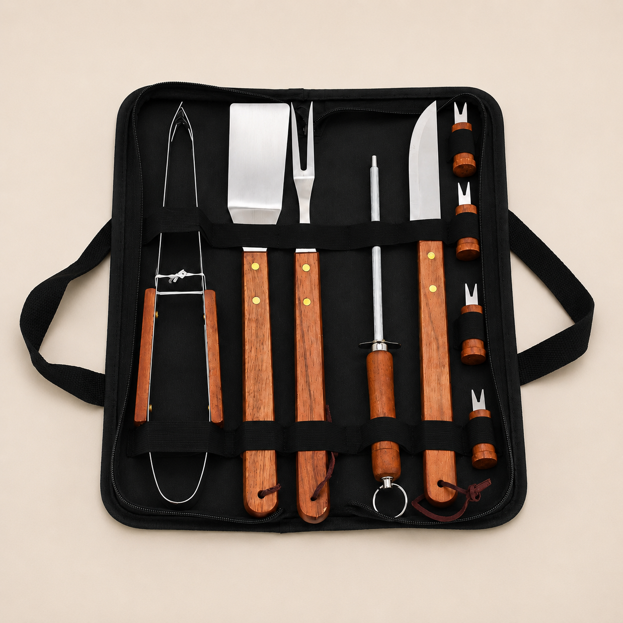 Maleta Churrasco 10 Peças com Facas e Utensílios