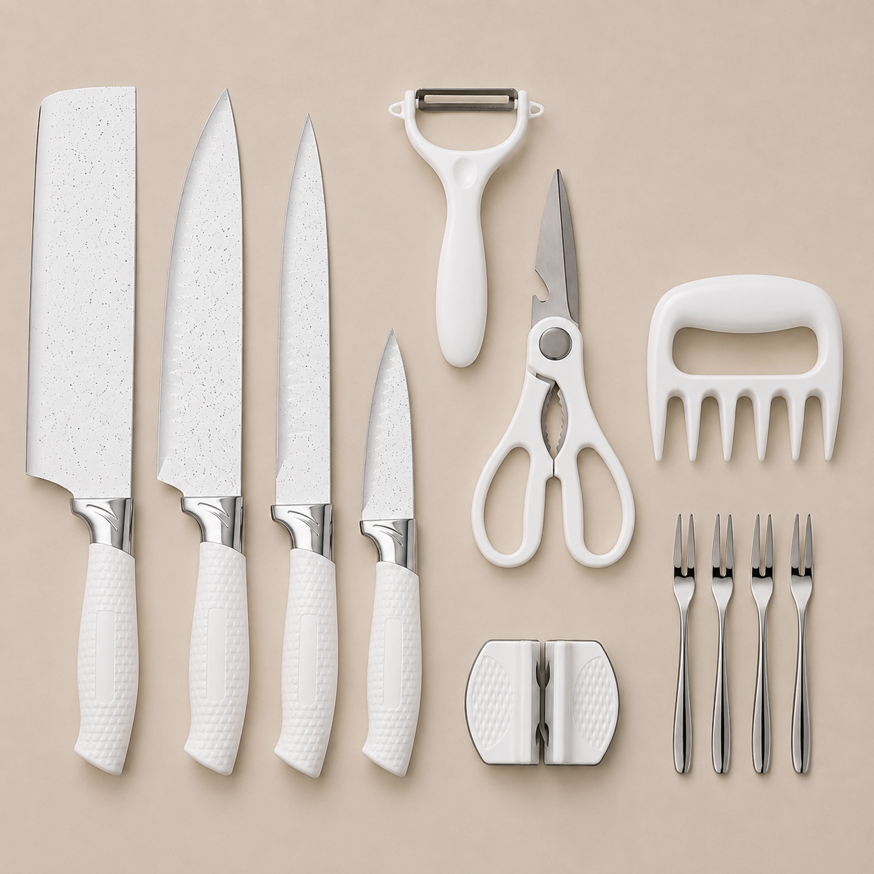 Conjunto de Facas e Utensílios Inox Texturizado 12 Peças