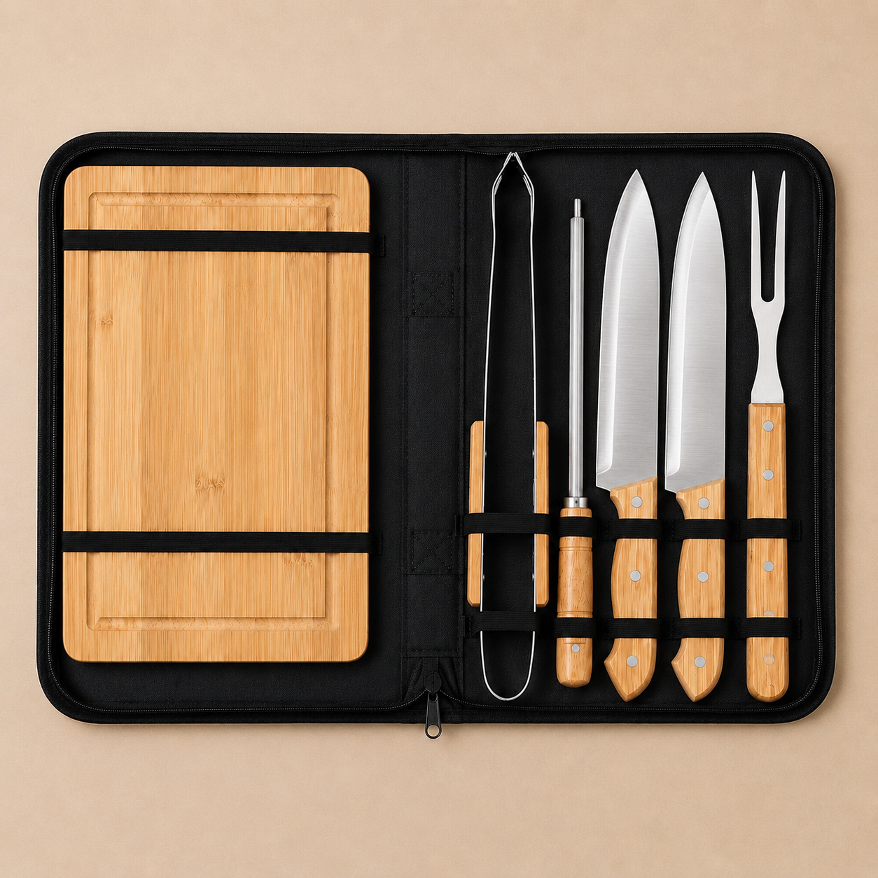Maleta Churrasco 6 Peças com Facas e Utensílios