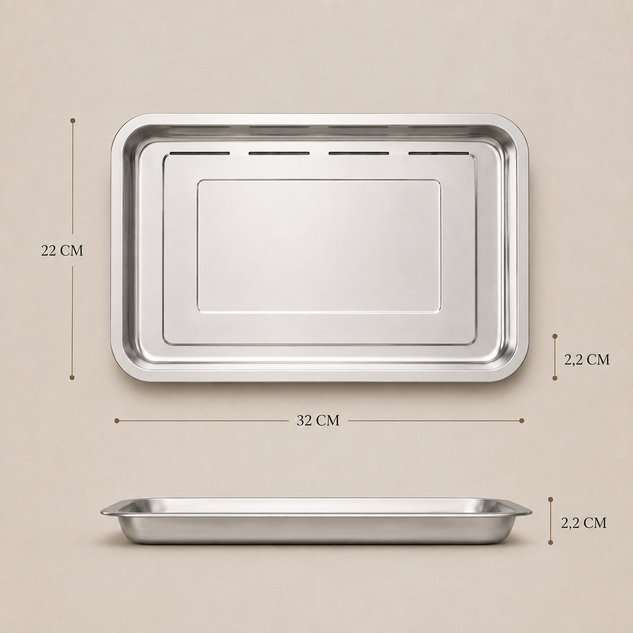 Kit 3 Bandejas Retangulares em Inox para Churrasco e Mesa Posta
