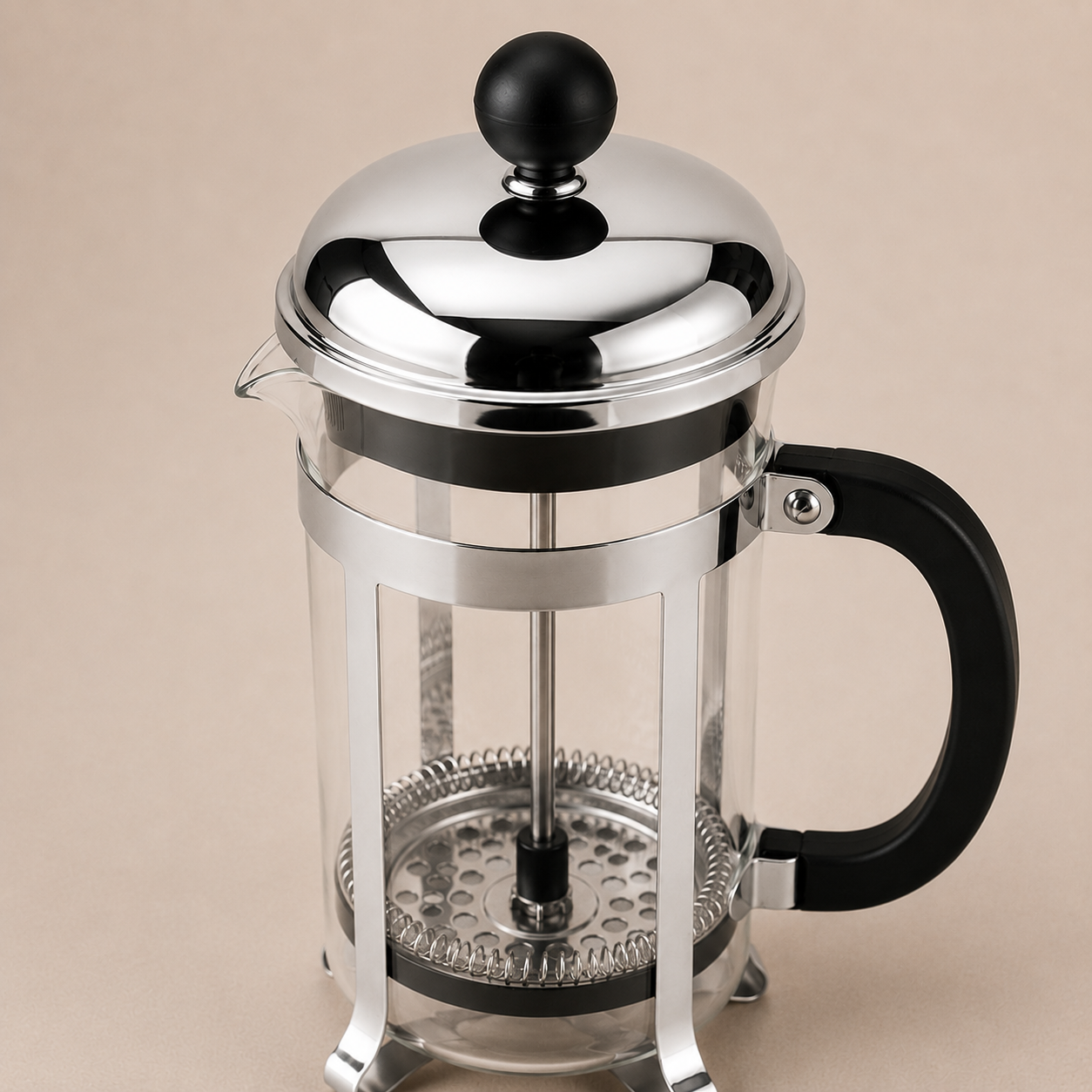 Cafeteira Prensa Francesa Paris em Vidro e Inox - Prata