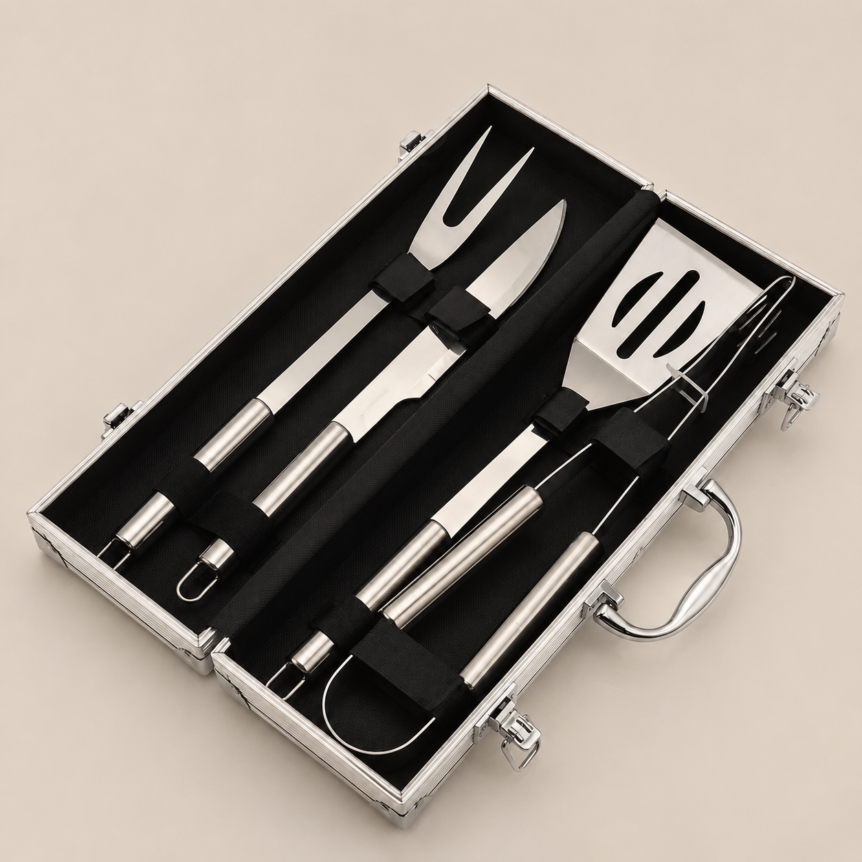 Maleta Churrasco Profissional 4 Peças em Inox