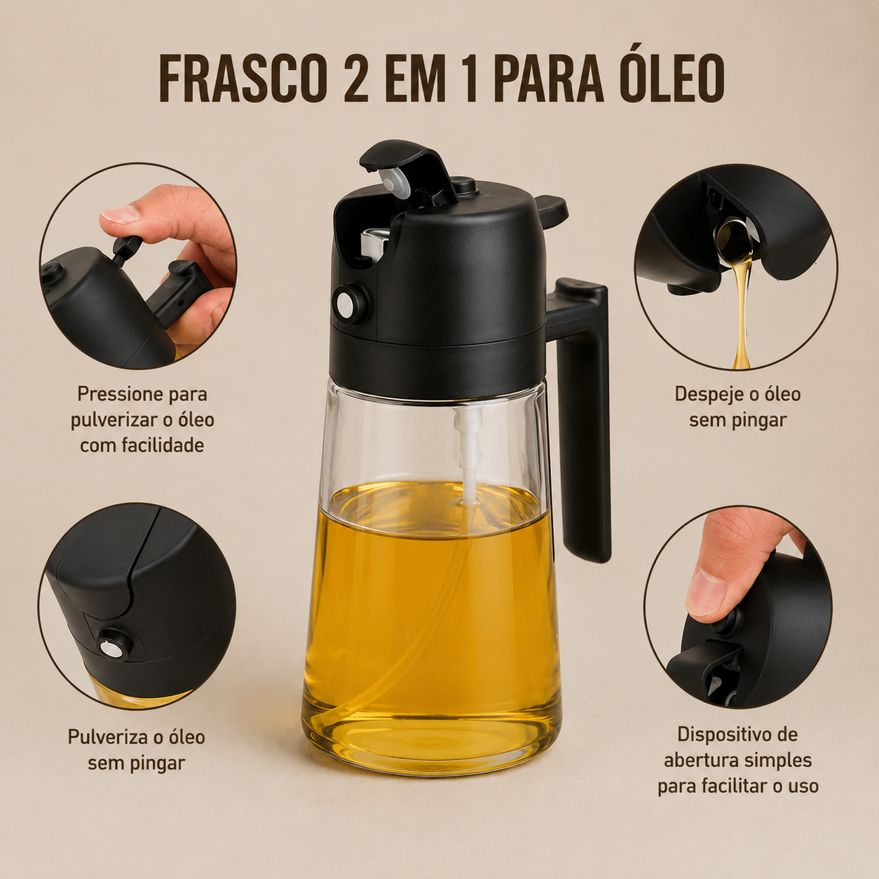 Galheteiro Brisa 2 em 1 para – Spray e Dosador 470ml