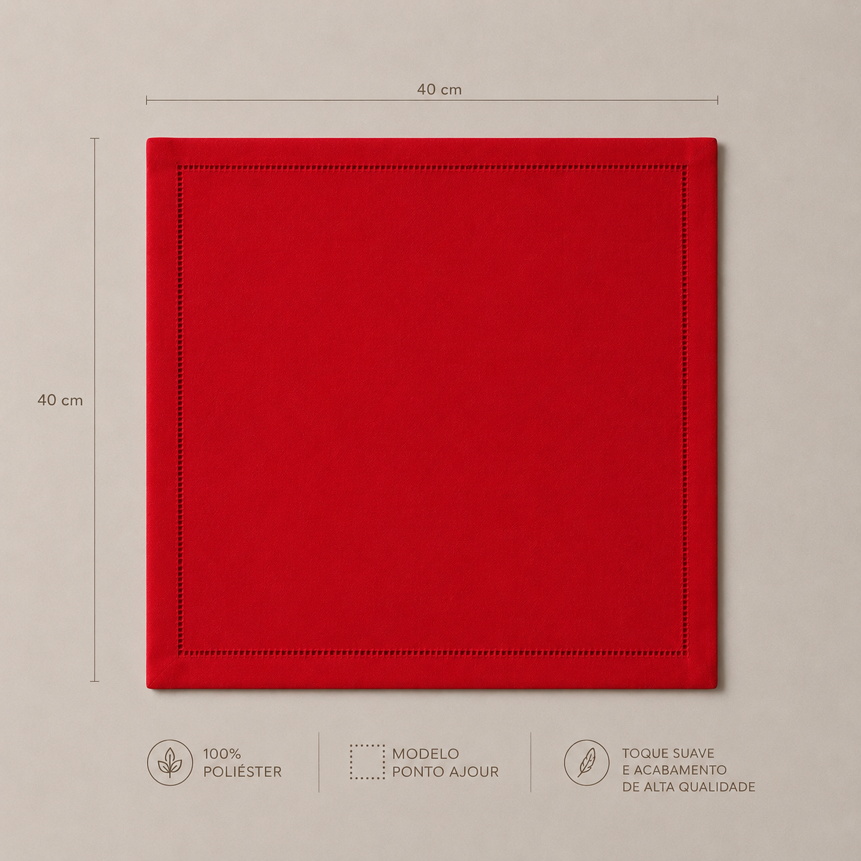Guardanapo Notredame Ponto Ajour Vermelho
