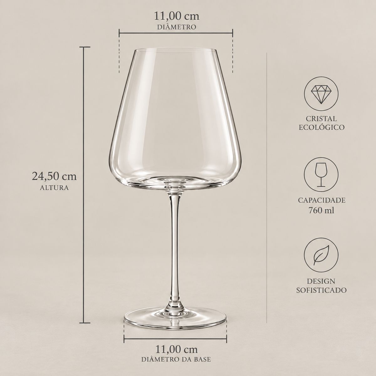 Conjunto 2 Taças de Cristal Ravello para Vinho 760ml